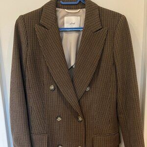 Aritzia Wilfred Margaux Blazer, Brown Checkered